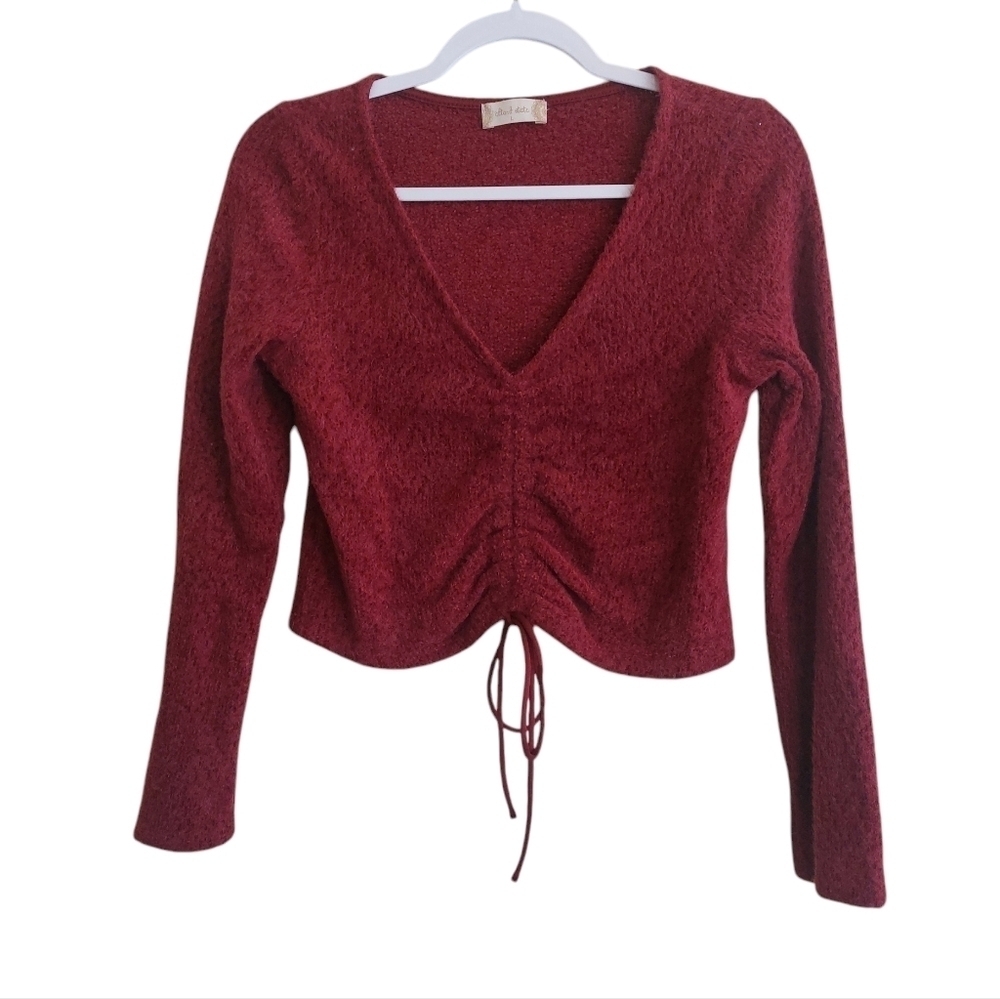 Altar'd State Long Sleeve V-Neck Crop Top- size L